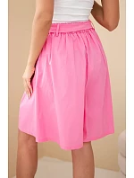 Dámske bavlnené šortky so zaväzovaním a skladom svetlo ružovej farby