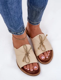 Zazoo 2659 Dámske kožené papuče Beige