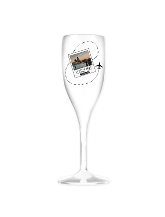 Personalizovaná nerozbitná pohár na prosecco s fotografiou a cestovateľským motívom Personalizovaná nerozbitná pohár na prosecco s fotografiou a cestovateľským motívom