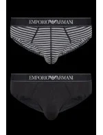 Pánske slipy 2PACK 111733 3F542 16844 čiernosivé s prúžkom - Emporio Armani