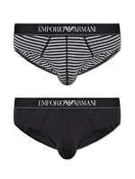 Pánske slipy 2PACK 111733 3F542 16844 čiernosivé s prúžkom - Emporio Armani