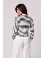 Dámsky sveter s ozdobnými gombíkmi B251 model 1 Ecru s čiernou - BeWear