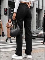 Dámske džínsy s vysokým pásom a regular fit, čierne, FashionStreet UY3094 Dámske džínsy s vysokým pásom a regular fit, čierne, FashionStreet UY3094