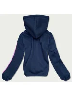 Tmavomodrá krátka dámska bavlnená tepláková mikina (26031)