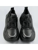 Čierne šnurovacie sneakersy na platforme (RA5)