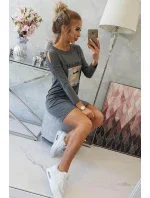 Šaty s potlačou Dream v grafitovej farbe