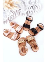 Dziecięce Sandały Z Wężowym Wzorem Złote Baxlee