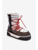 Śniegowce Damskie Na Grubej Podeszwie Wegańskie D.Franklin DFSH371006 Srebrne