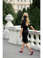 S379 Čipkované šaty s dvojvrstvovým vrchným dielom - čierne S379 Čipkované šaty s dvojvrstvovým vrchným dielom - čierne