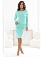 Mikinové šaty s vreckami 189-12 mint - Numoco