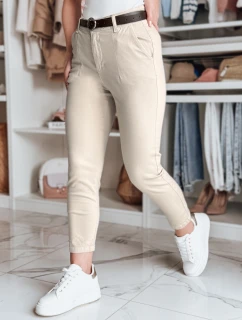 Dámske nohavice slim fit s opaskom TAIRONIK light beige FashionStreet UY2546