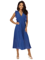 315-8 EMILY plisované šaty s volánmi a výstrihom - farba CHABRIEL