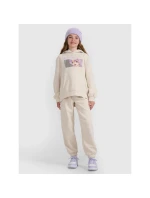 Dievčenská mikina bez prúžkov s kapucňou 4F 4FJRAW25TSWSF2294-11S