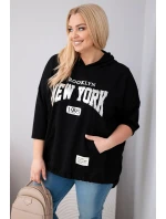 Dámska mikina Plus Size s kapucňou a klokaním vreckom čierna Dámska mikina Plus Size s kapucňou a klokaním vreckom čierna