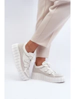 Dámska kožená športová obuv na platforme M01/1 Zazoo light beige Dámska kožená športová obuv na platforme M01/1 Zazoo light beige