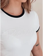 Dámske bavlnené tričko s LUMINASI biele FashionStreet RY2887 Dámske bavlnené tričko s LUMINASI biele FashionStreet RY2887