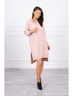 Šaty s kapucňou a dlhším chrbtom tmavo púdrovo ružové Šaty s kapucňou a dlhším chrbtom tmavo púdrovo ružové