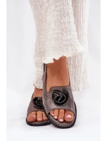 Połyskujące Sandały Damskie Z Ozdobą S.Barski KV51-006 Szare