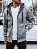 Pánska zateplená mikina na zips svetlo šedá FashionStreet BX5596 Pánska zateplená mikina na zips svetlo šedá FashionStreet BX5596