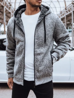 Pánska zateplená mikina na zips svetlo šedá FashionStreet BX5596