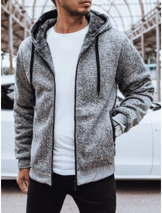 Pánska zateplená mikina na zips svetlo šedá FashionStreet BX5596 Pánska zateplená mikina na zips svetlo šedá FashionStreet BX5596