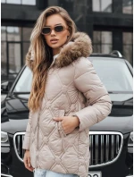 Dámska zimná bunda s kožušinou béžová FashionStreet TY5512