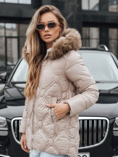 Dámska zimná bunda s kožušinou béžová FashionStreet TY5512