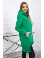 Zateplená mikina s dlhším zadným dielom svetlozelená
