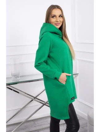 Zateplená mikina s dlhším zadným dielom svetlozelená