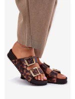 Pachnące Klapki Damskie Z Klamrami Panterka ZAXY RR285059 Brązowe