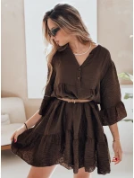 Letné mušelínové šaty LYVONNE tmavohnedé FashionStreet EY2617