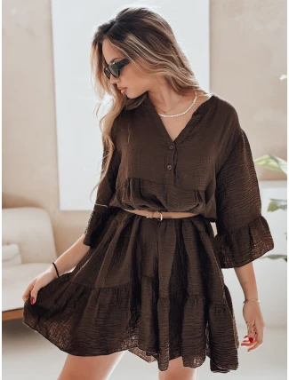 Letné mušelínové šaty LYVONNE tmavohnedé FashionStreet EY2617