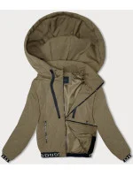 Prešívaná bunda v olivovej farbe s ozdobnými sťahovacími lemami (16M9085-84) Prešívaná bunda v olivovej farbe s ozdobnými sťahovacími lemami (16M9085-84)