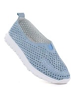 Dámske kožené ažurové modré poltopánky Vinceza 93220