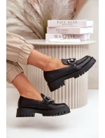 Damskie Skórzane Mokasyny Z Ozdobą CheBello 4369 Czarne