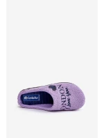 Dámske papuče s nápisom a kožušinou typu lamb Purple Inblu ET000027