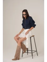 Zdobené čižmy so zakriveným podpätkom Tmavo béžová Ivilta