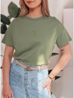 Dámske bavlnené základné tričko FLORTA tmavo zelené FashionStreet RY2556 Dámske bavlnené základné tričko FLORTA tmavo zelené FashionStreet RY2556