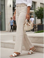 Dámske široké džínsy s vysokým pásom béžová FashionStreet UY2965