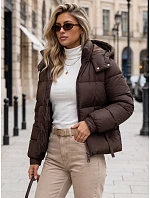 Dámska zimná prešívaná bunda s kapucňou, hnedá, FashionStreet TY5745