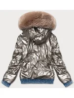 Svetlo modro-béžová obojstranná džínsová bunda pre prechodné obdobie (B9730-50012)