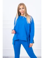 Súprava s oversize blúzkou nevädzovej modrej farby