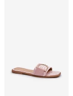 Błyszczące Klapki Damskie Z Ozdobą Różowe Taleci