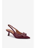 Czółenka Na Szpilce Z Kokardą Bordowe Folesca