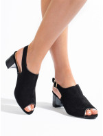 Štýlové dámske čierne sandále na širokom podpätku