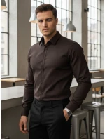 Pánska elegantná hladká tmavohnedá košeľa SLIM FIT FashionStreet DX2682