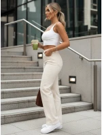 Dámske džínsy s vysokým pásom ecru FashionStreet UY2912