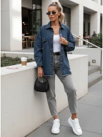 Dámska tmavomodrá džínsová košeľová bunda FashionStreet TY5689 Dámska tmavomodrá džínsová košeľová bunda FashionStreet TY5689