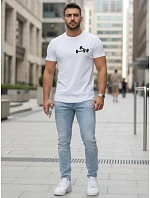 Pánske bavlnené tričko s minimalistickou potlačou biele FashionStreet NX5086R