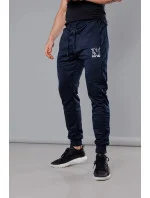 Tmavomodré pánske teplákové nohavice s potlačou (8K178-25) Tmavomodré pánske teplákové nohavice s potlačou (8K178-25)